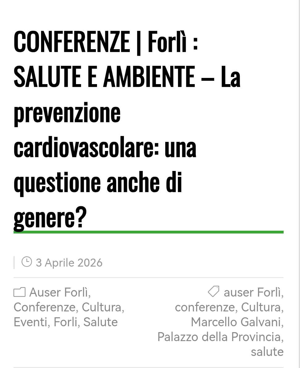 Forlì Salute e Ambiente – “Prevenzione di Genere”