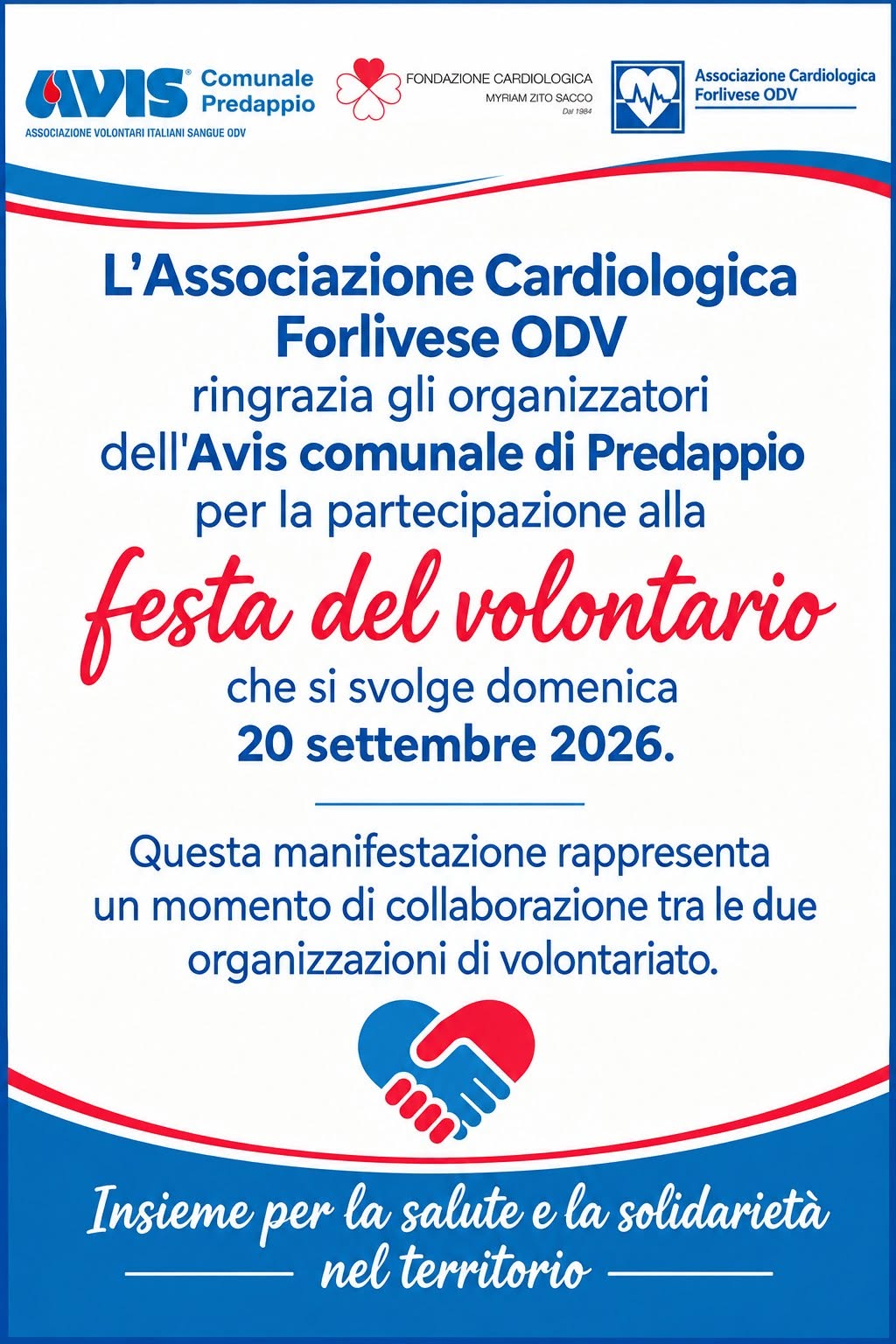 FESTA DEL VOLONTARIATO 20 Settembre 2026