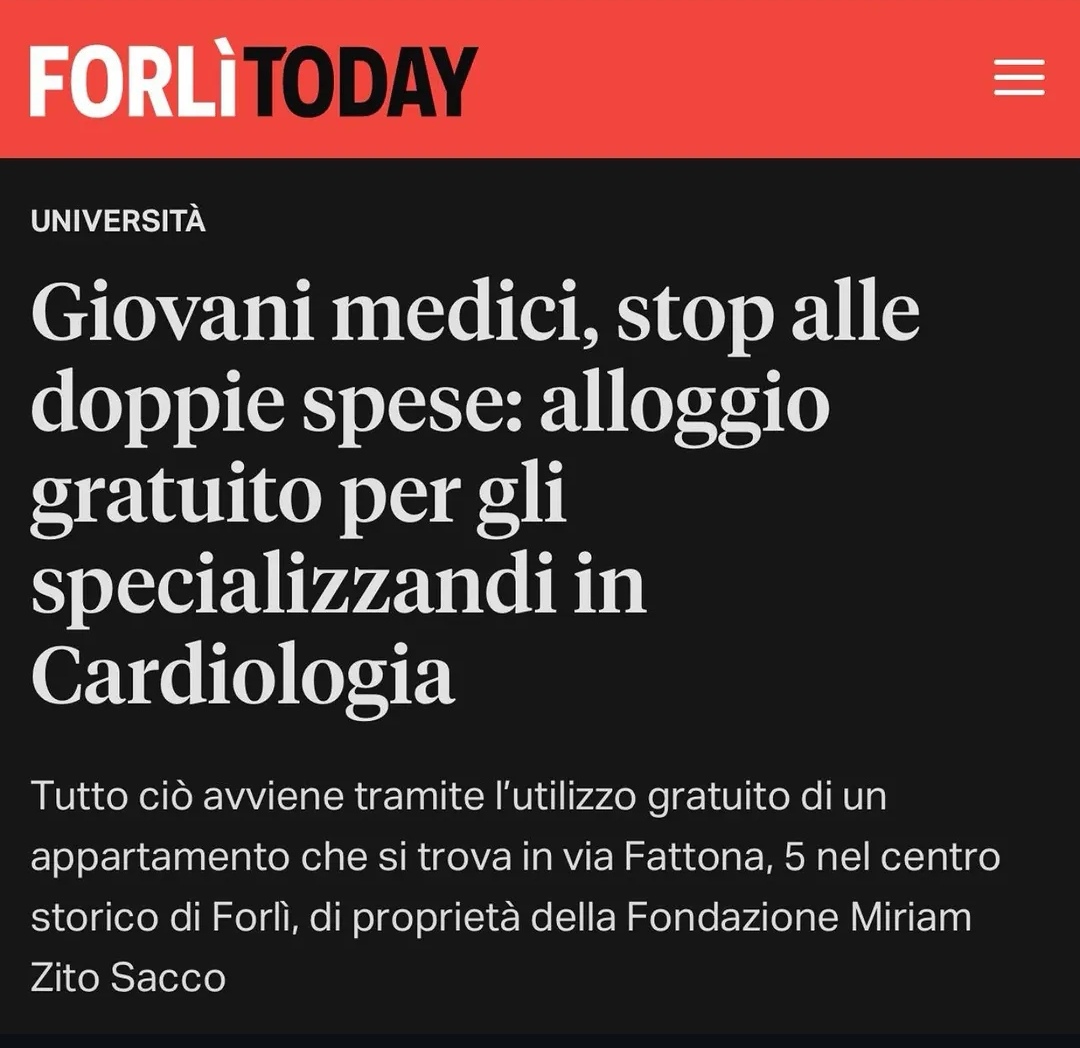 Giovani medici, stop alle doppie spese: alloggio gratuito per gli specializzandi in Cardiologia