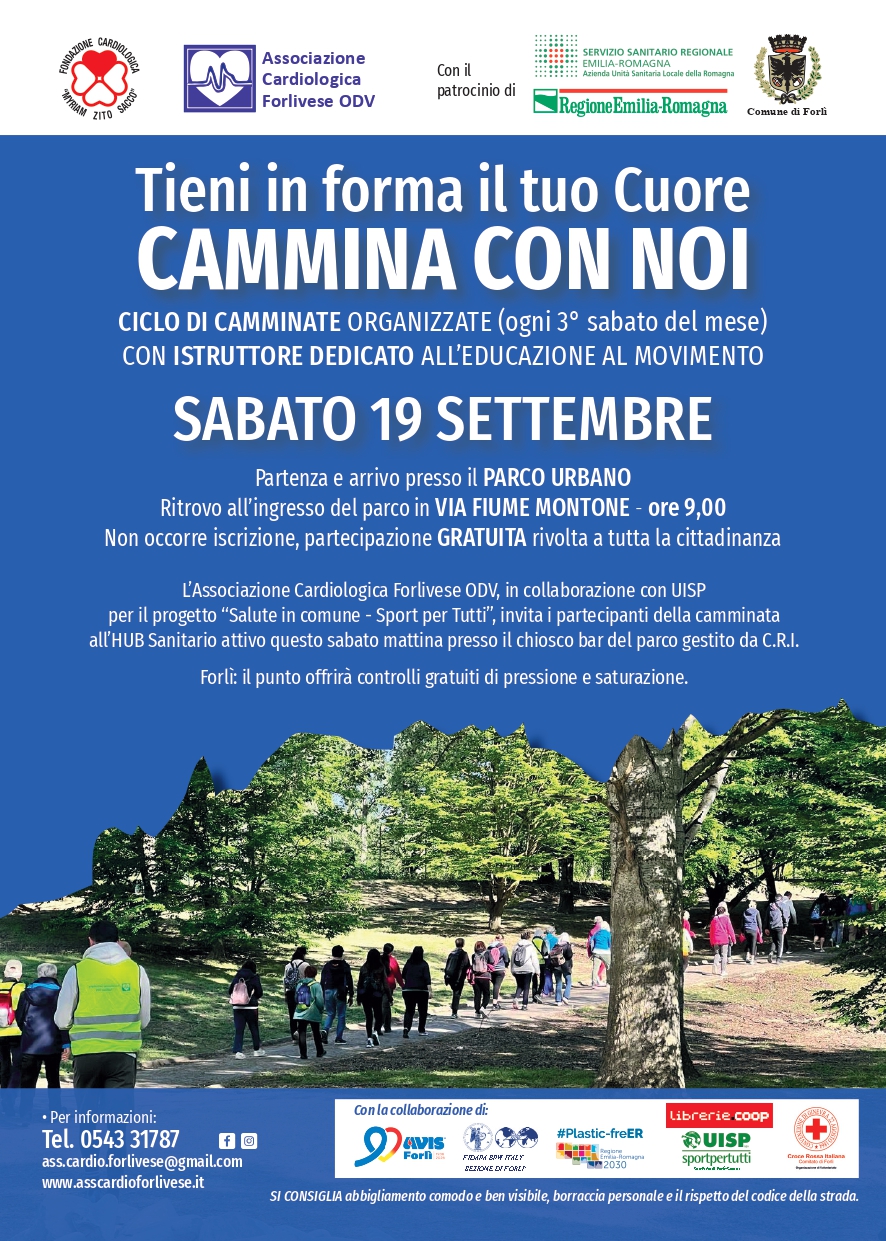 19 Settembre 2026 “Tieni in forma il tuo cuore” – CAMMINA CON NOI